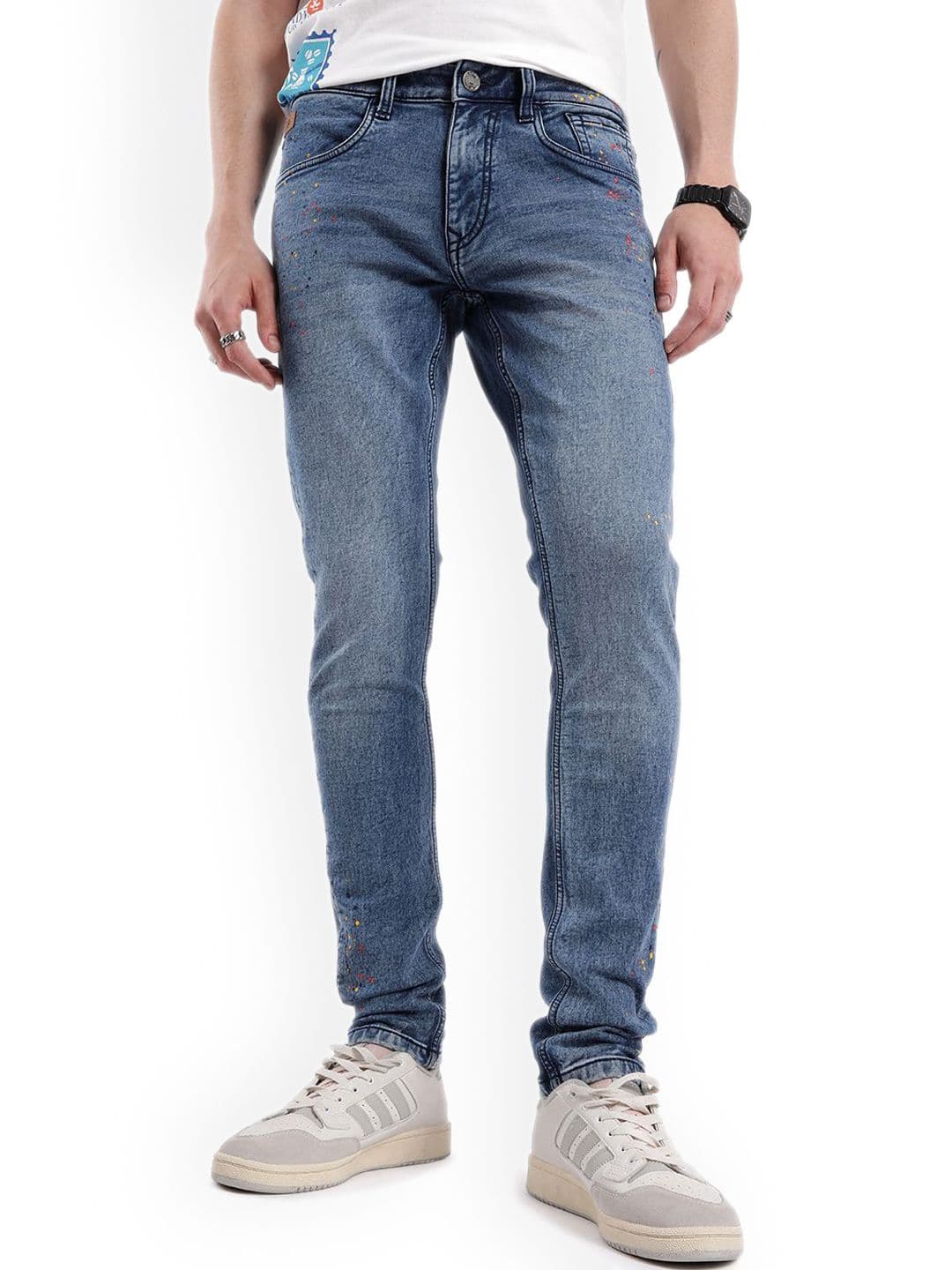 WROGN Men Comfort Tapered Fit Low Distress Light Fade Jeans - view 1