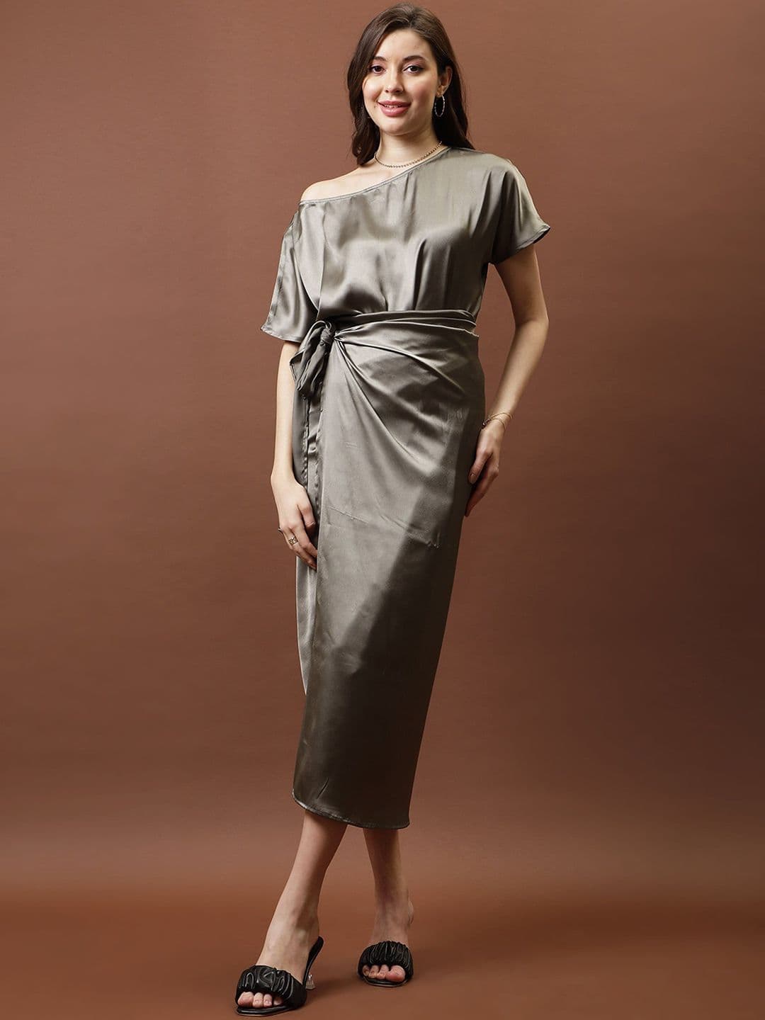 Athena Front Knotting Wrap Midi Skirt - view 1