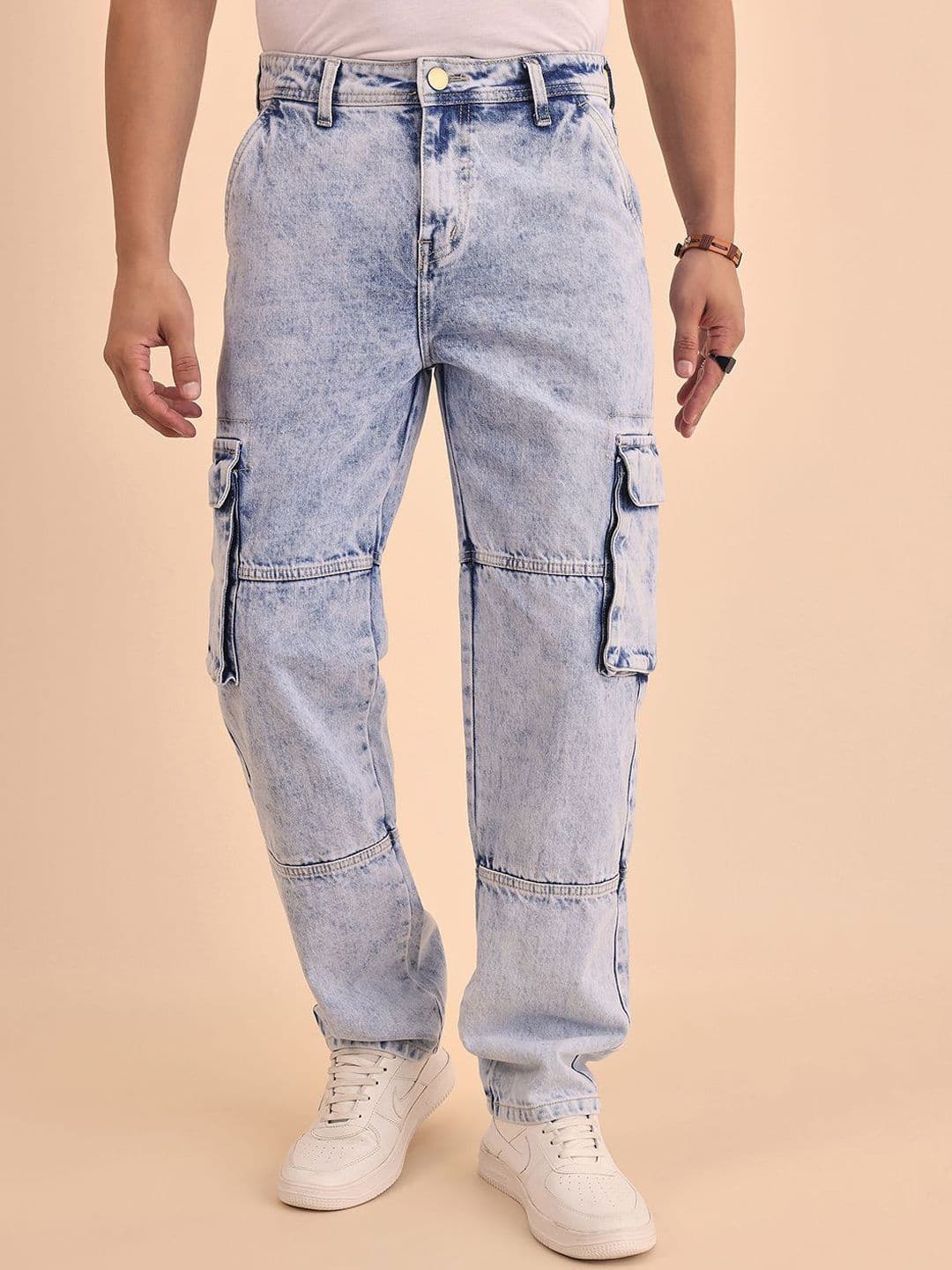 Style Quotient Men Comfort Relaxed Fit Mid-Rise Cotton Heavy Fade Denim Jeans - view 1
