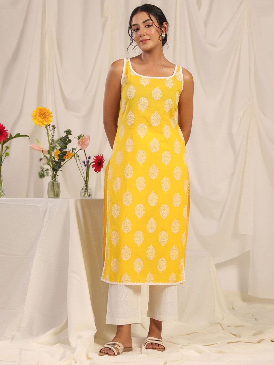 anayna Women Ethnic Motifs Printed Thread Work Kurta - view 1