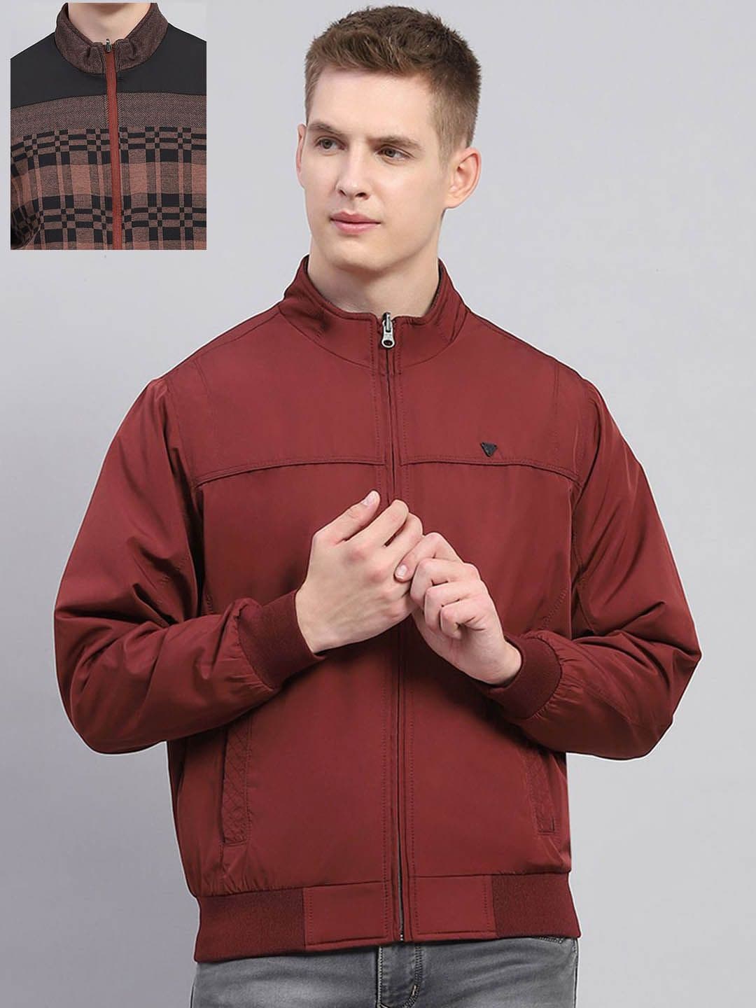 Monte Carlo Men Mock Collar Solid Casual Bomber Reversible Jacket - view 1