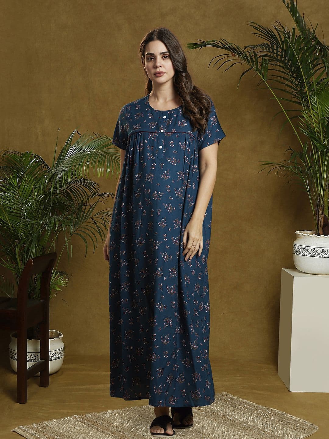MomToBe Women Printed Maxi Nightdress - view 1