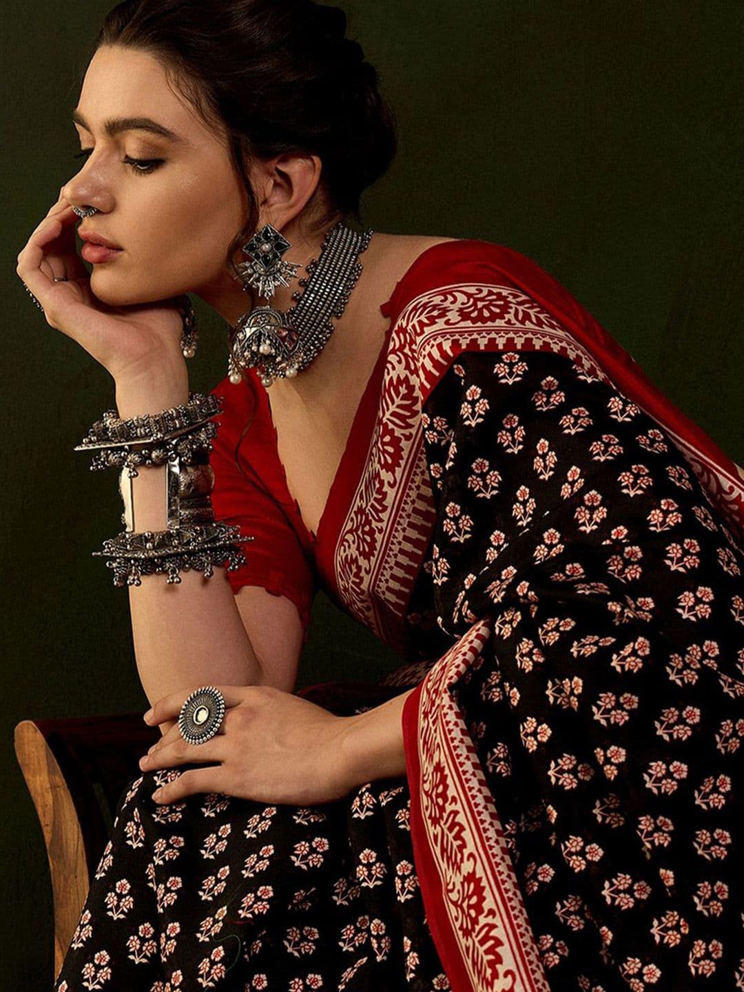 Sangria Printed Dabu Saree With Blouse Piece - view 1