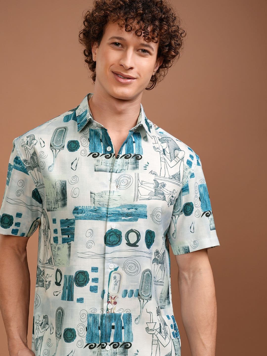 HIGHLANDER Men Spread Collar Graphic Printed Relaxed Fit Casual Shirt - view 1