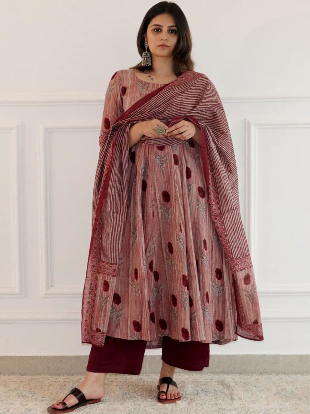 GoSriKi Women Ethnic Motifs Printed Regular Kurta with Palazzos & With Dupatta - view 1
