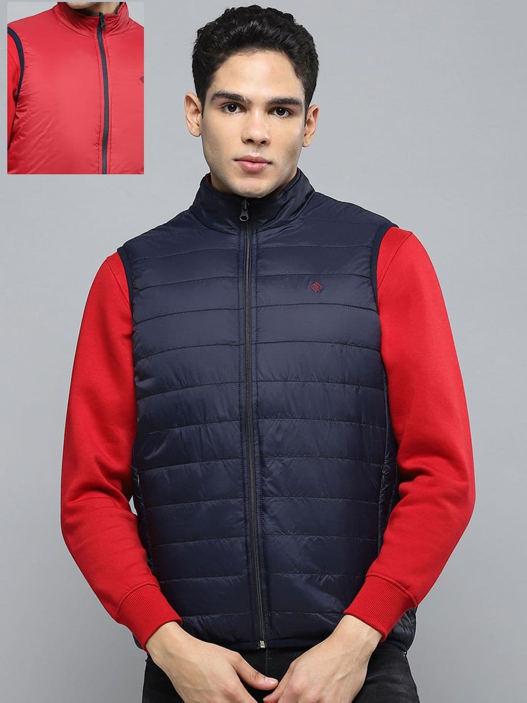 Cloak & Decker Men Mock Collar Solid Casual Padded Reversible Jacket - view 1