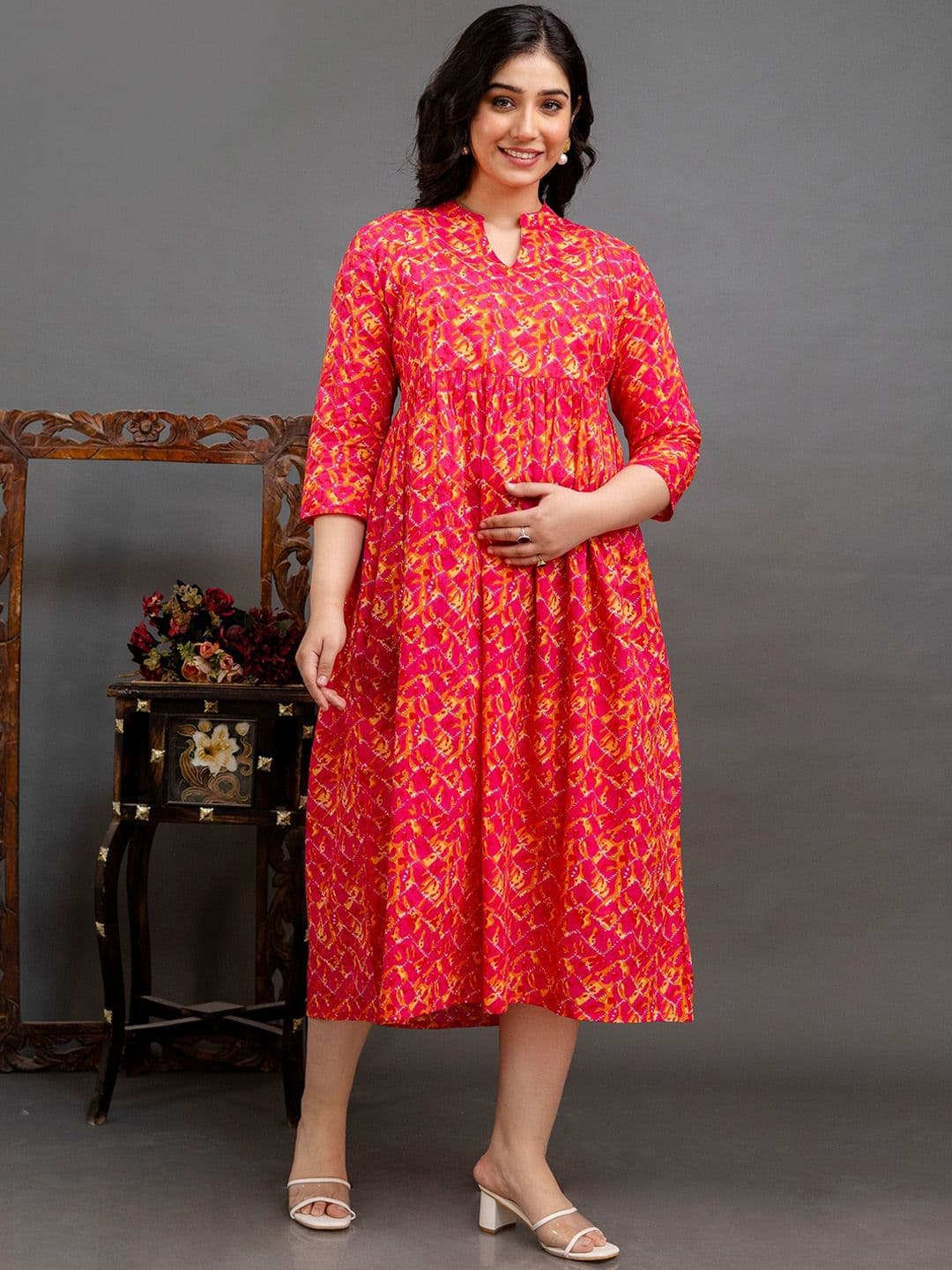 CELEBRAVO Women Printed Fit and Flared Maxi Maternity Ethnic Dresses - view 1