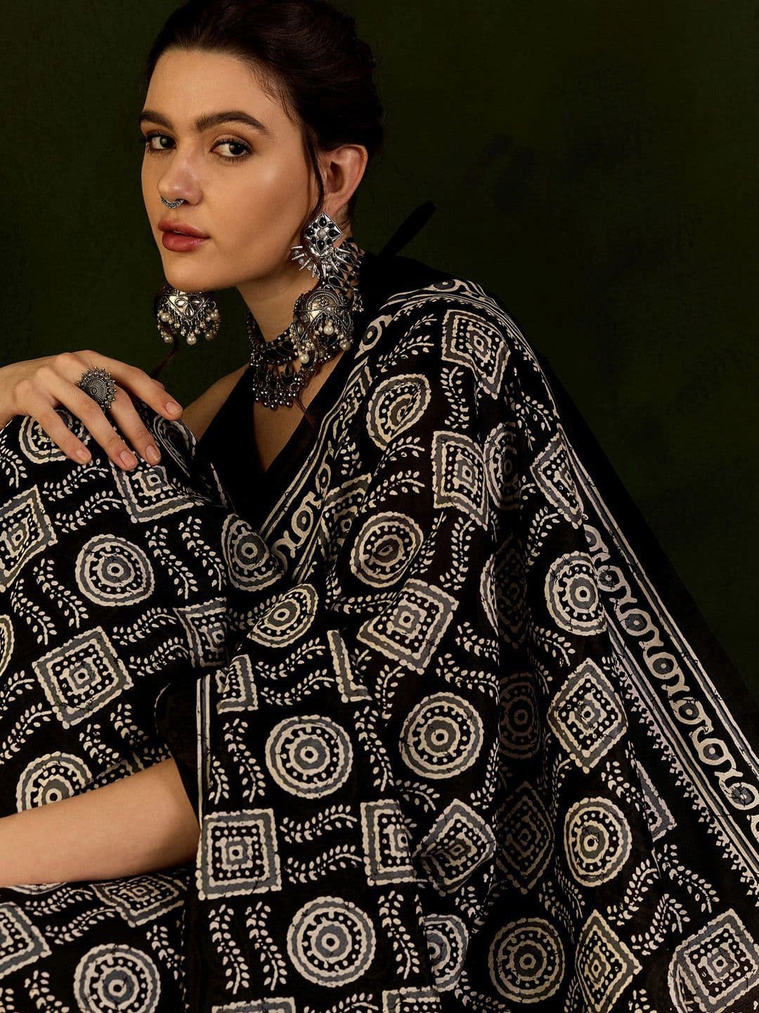 Sangria Printed Dabu Saree - view 1