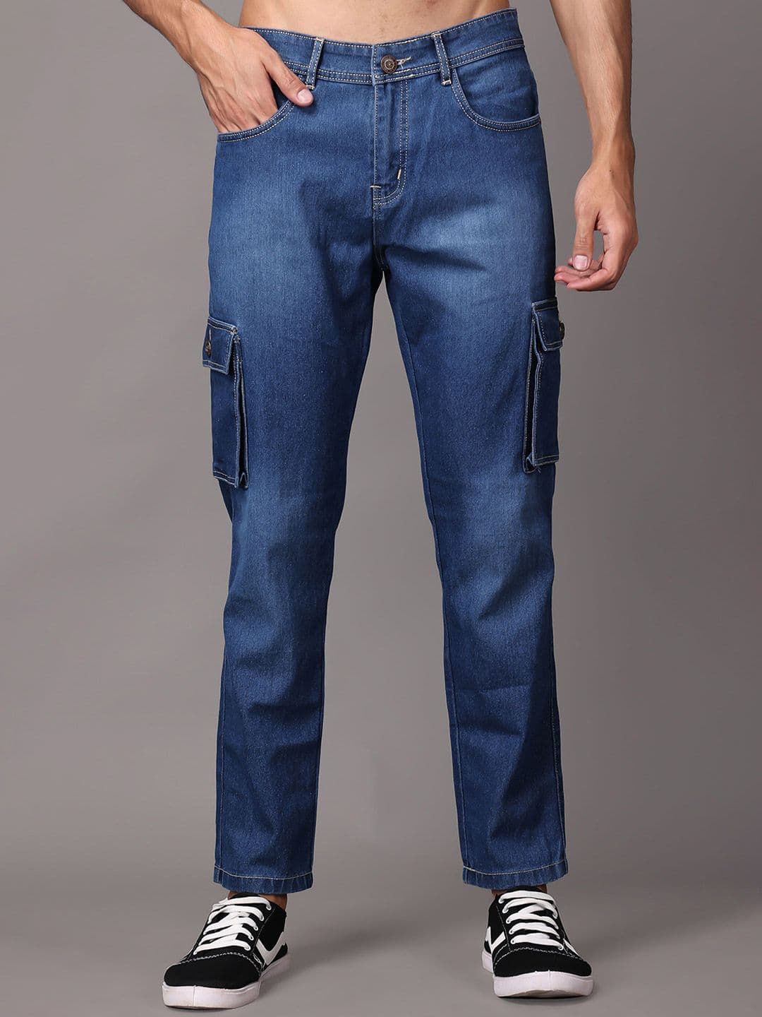 ZAYSH Men Light Fade Stretchable Cargo Jeans - view 1