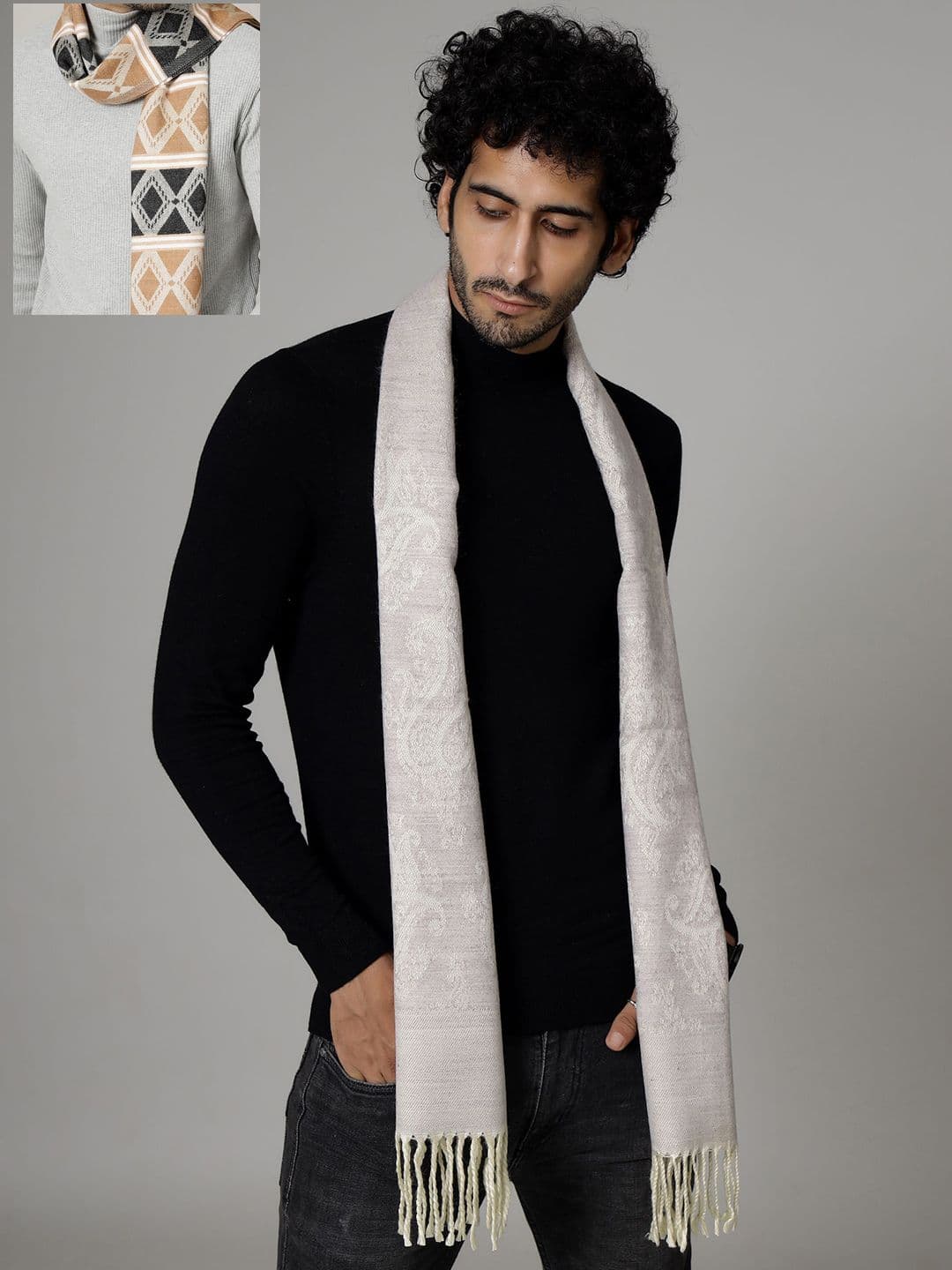 HANDICRAFT PALACE Men Patterned Merino Wool Mufflers - view 1