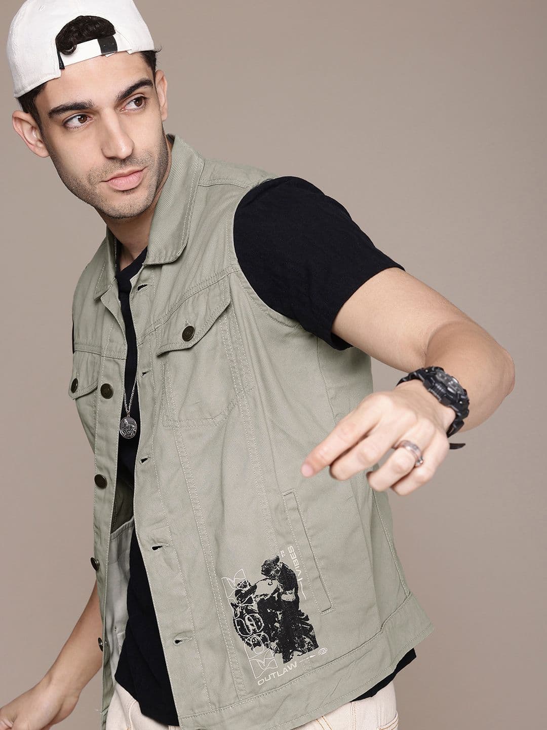 The Roadster Life Co. Sleeveless Pure Cotton Tailored Jacket - view 1