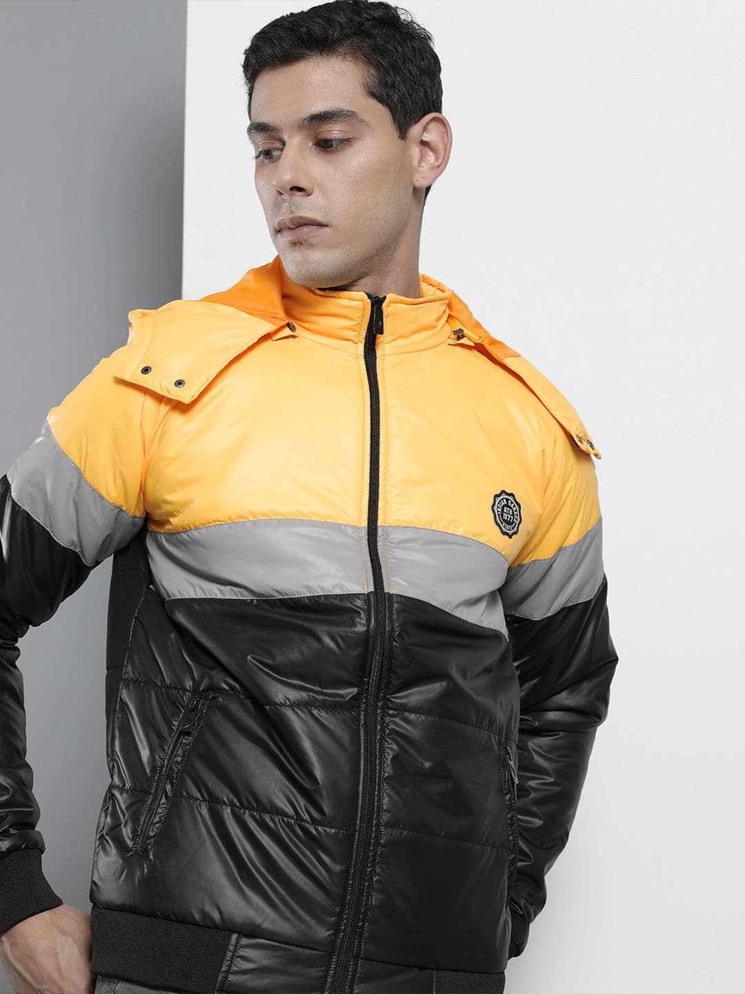 The Indian Garage Co Men Slim Fit Biker Jacket with Detachable Hood - view 1