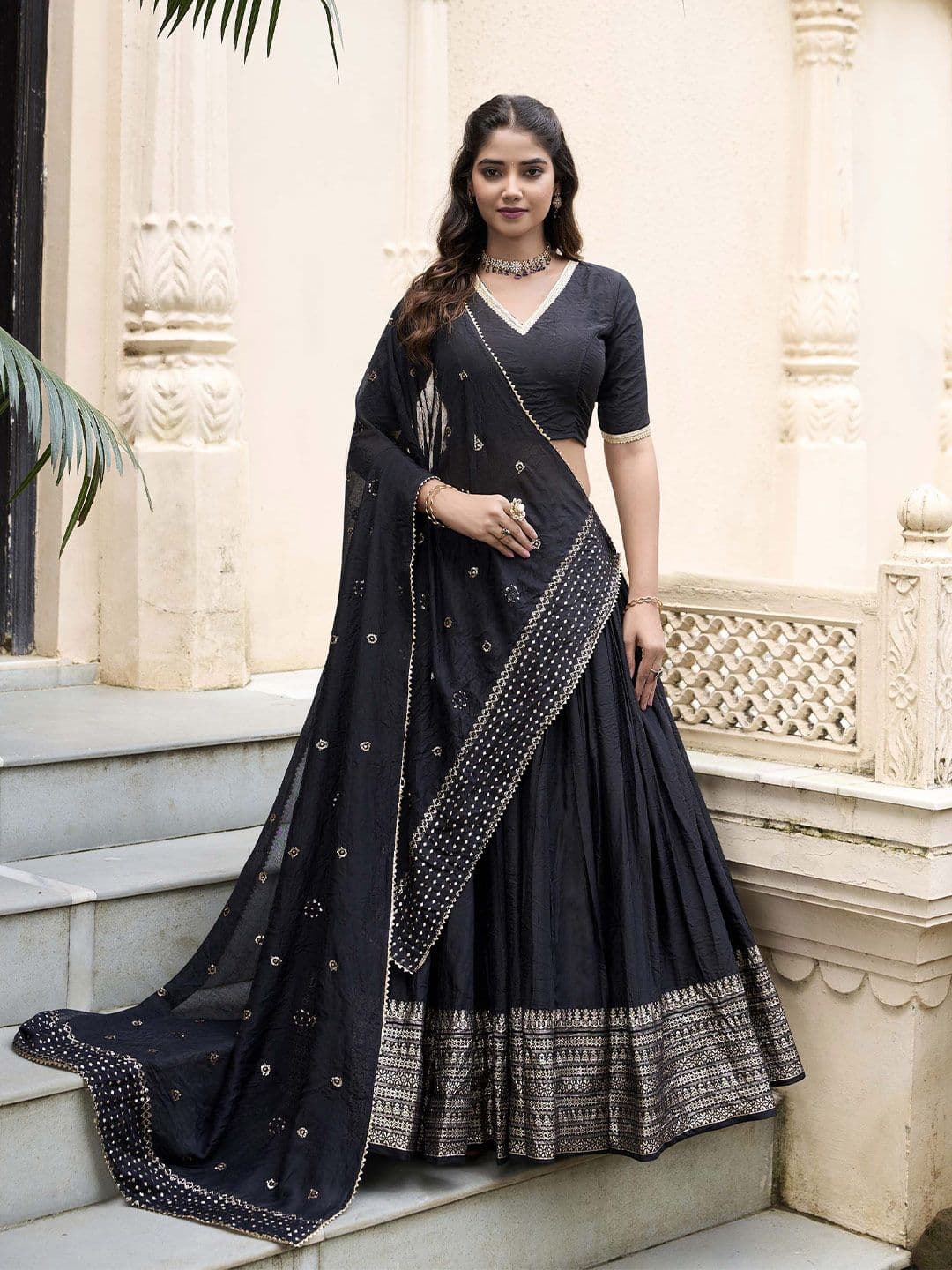 LOOKNBOOK ART Ready to Wear Lehenga & Unstitched Blouse With Dupatta - view 1