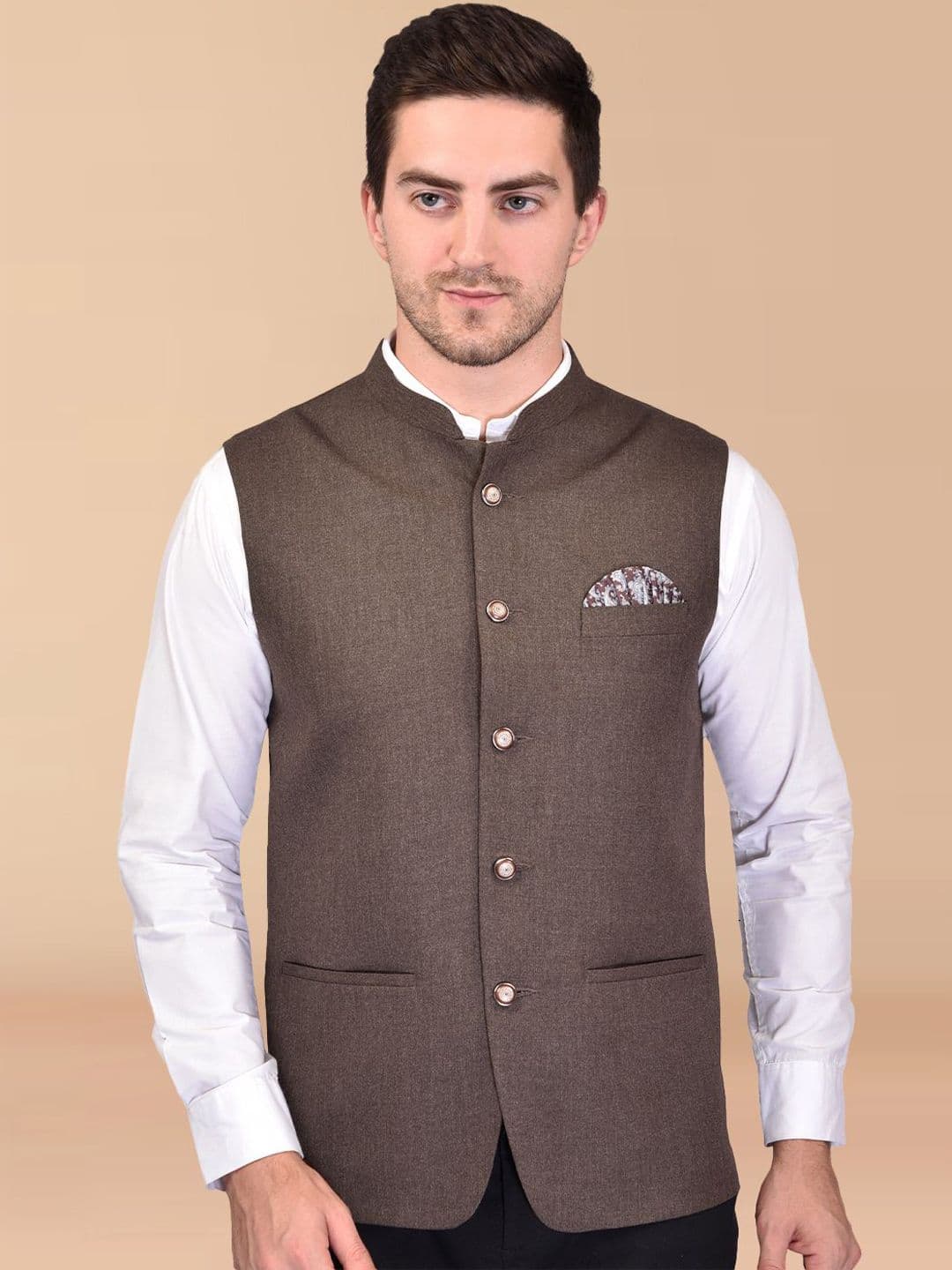 PRINTINDIA Men Woven Nehru Jacket - view 1