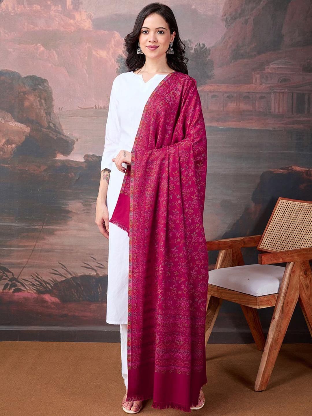Sangria Women Kani Woven Ethnic Motifs Kalamkari Pashmina Shawl - view 1
