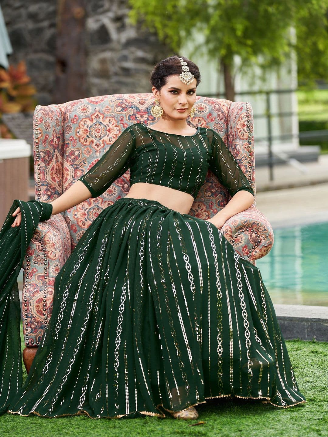 Warthy Ent Embroidered Thread Work Semi-Stitched Lehenga & Unstitched Blouse With Dupatta - view 1