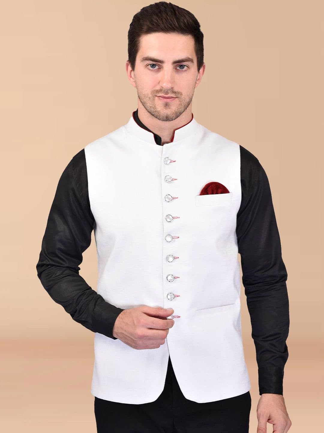 PRINTINDIA Men Embellished Mandarin Collar Nehru Jackets - view 1