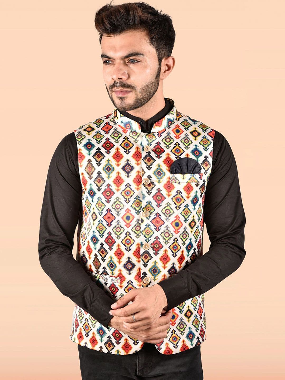 PRINTINDIA Men Printed Nehru Jacket - view 1