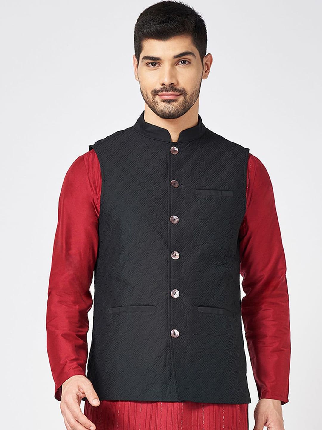 indus route by Pantaloons Men Woven-Design Nehru Jacket - view 1
