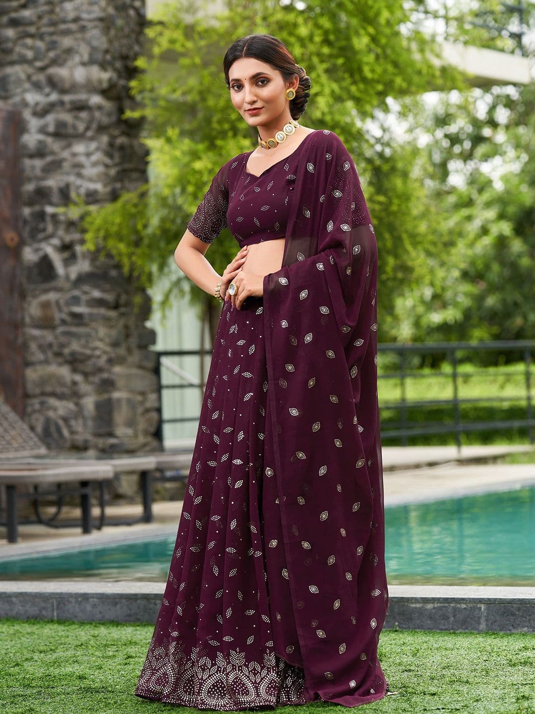 Warthy Ent Embroidered Thread Work Semi-Stitched Lehenga & Unstitched Blouse With Dupatta - view 1