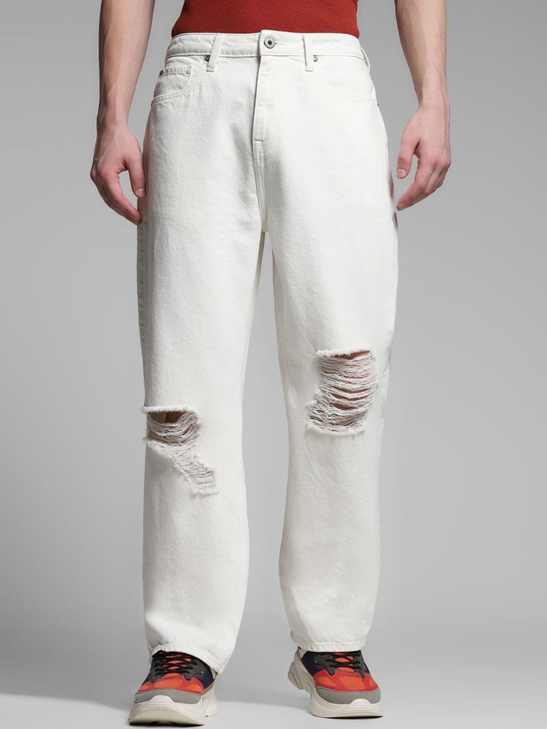 Jack & Jones Men Wide Leg High-Rise Highly Distressed Jeans - view 1