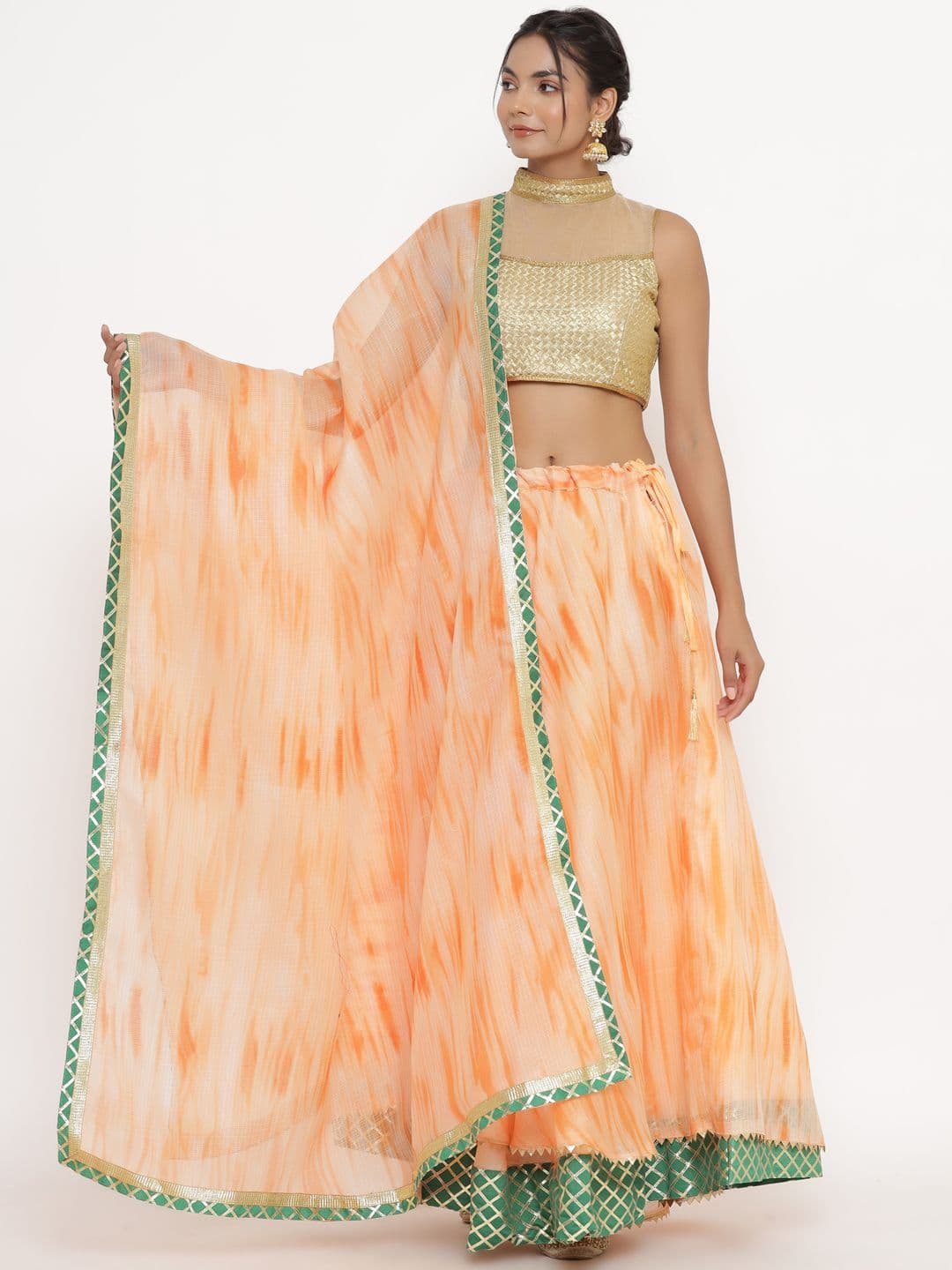 Kesarya Abstract Printed Ready to Wear Lehenga & Unstitched Blouse With Dupatta - view 1