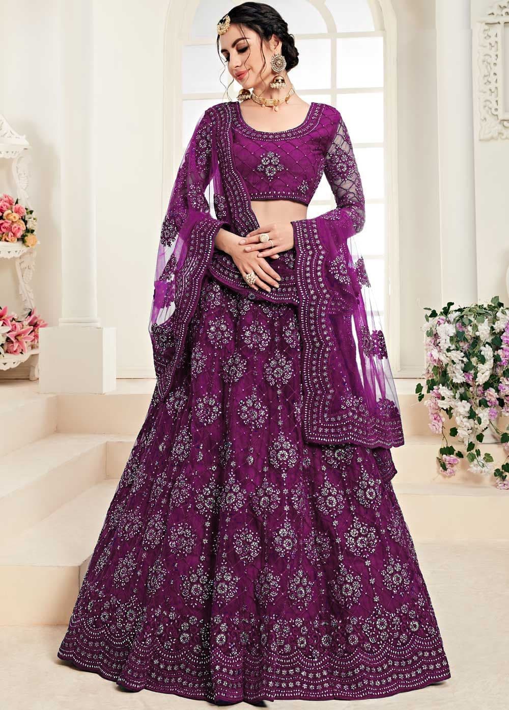 Cute fellow Embroidered Thread Work Semi-Stitched Lehenga & Unstitched Blouse With Dupatta - view 1