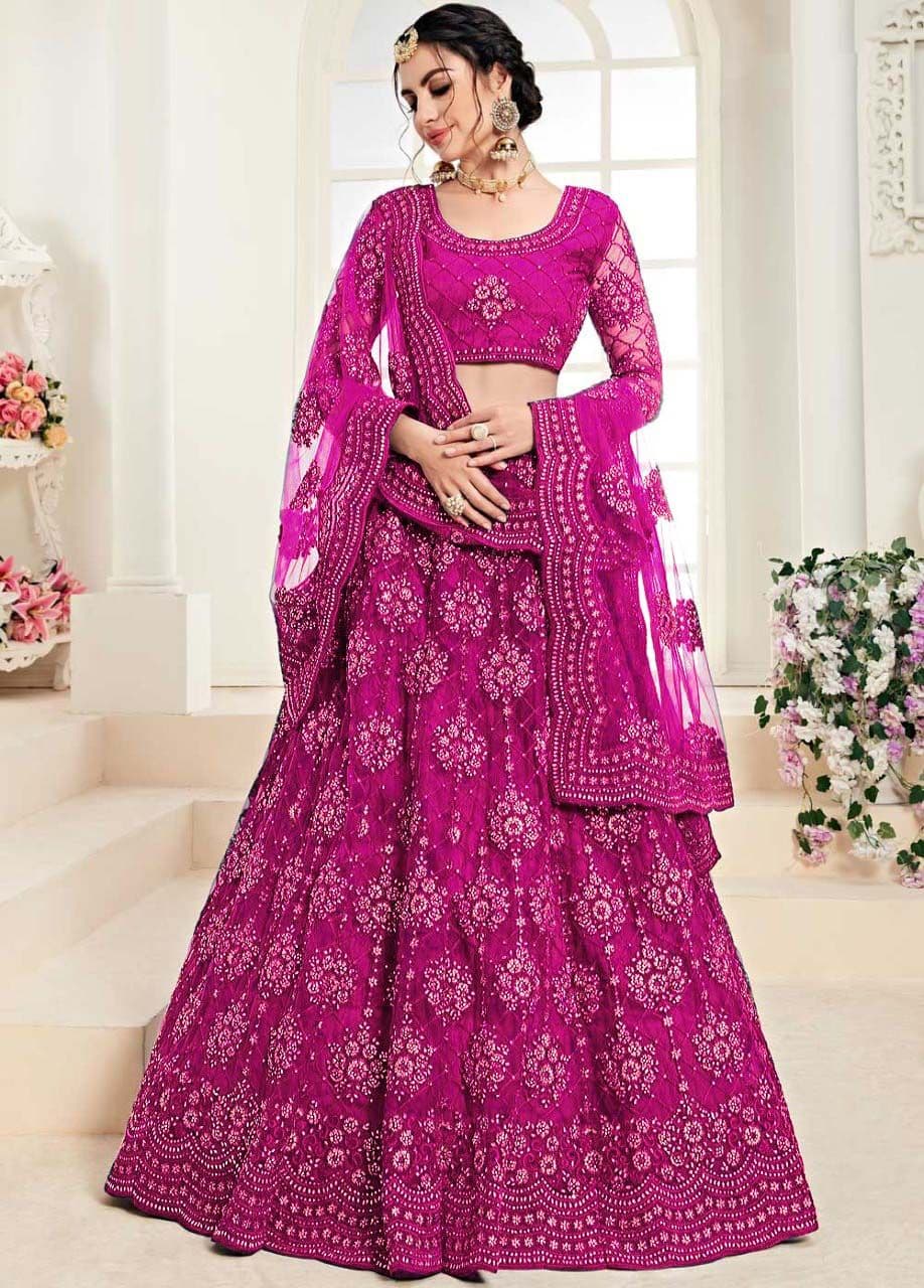 Cute fellow Beads and Stones Semi-Stitched Lehenga & Unstitched Blouse With Dupatta - view 1