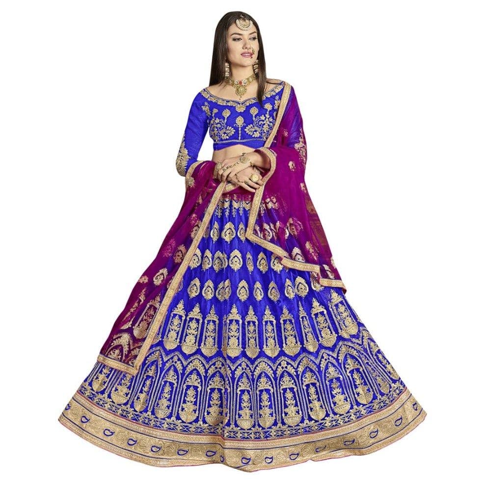 Maroosh Women Embroidered Thread Work Unstitched Lehenga & Blouse With Dupatta - view 1