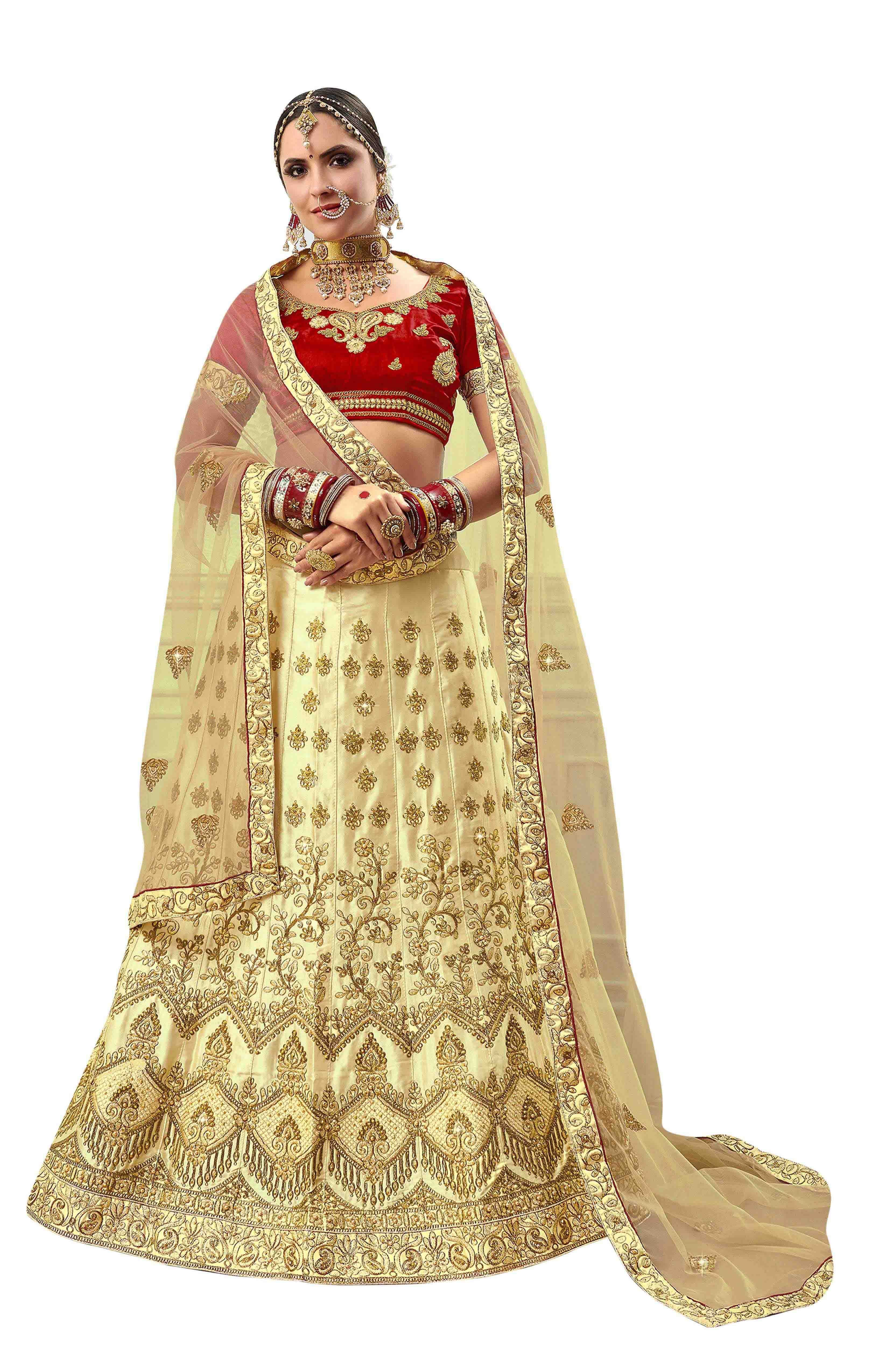 Maroosh Embroidered Thread Work Unstitched Lehenga & Blouse With Dupatta - view 1