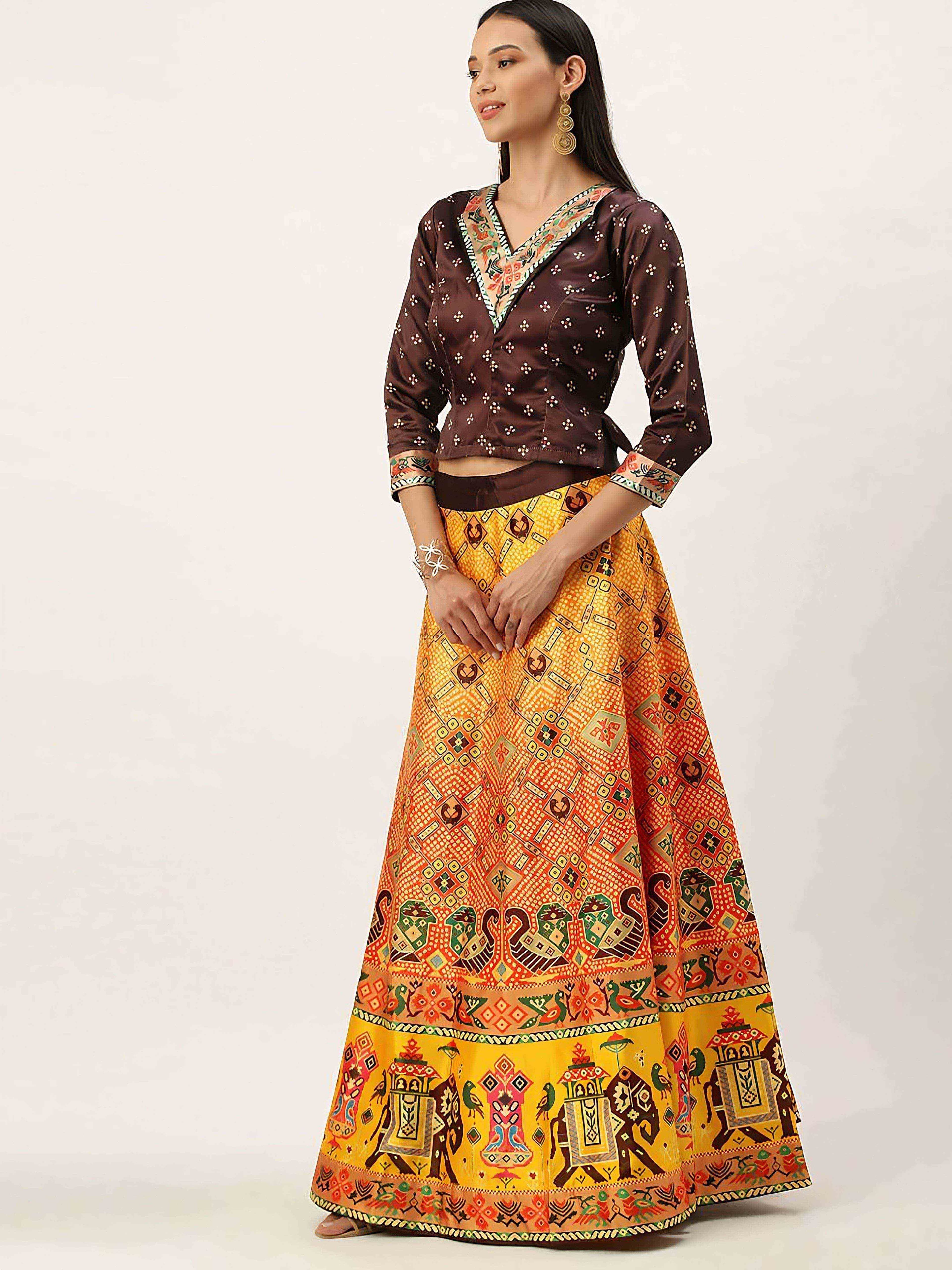 Kaizen TEXO FAB Floral Printed Semi-Stitched Lehenga Choli And Blouse - view 1
