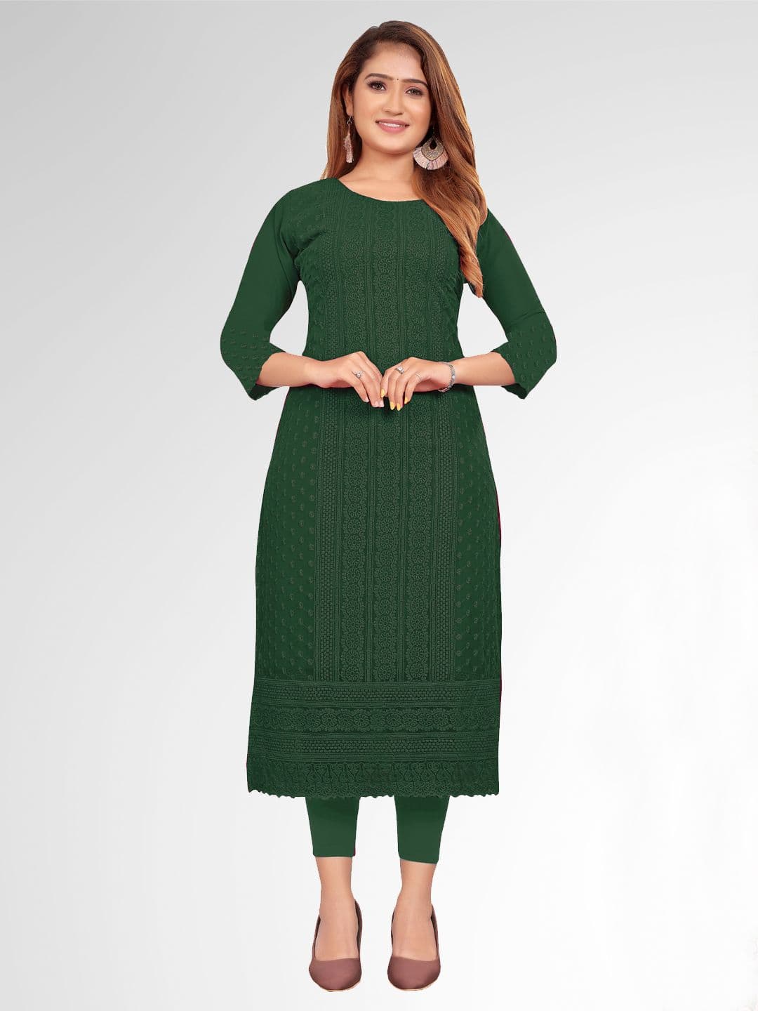 KAYRAAH Floral Embroidered Chikankari Kurta - view 1