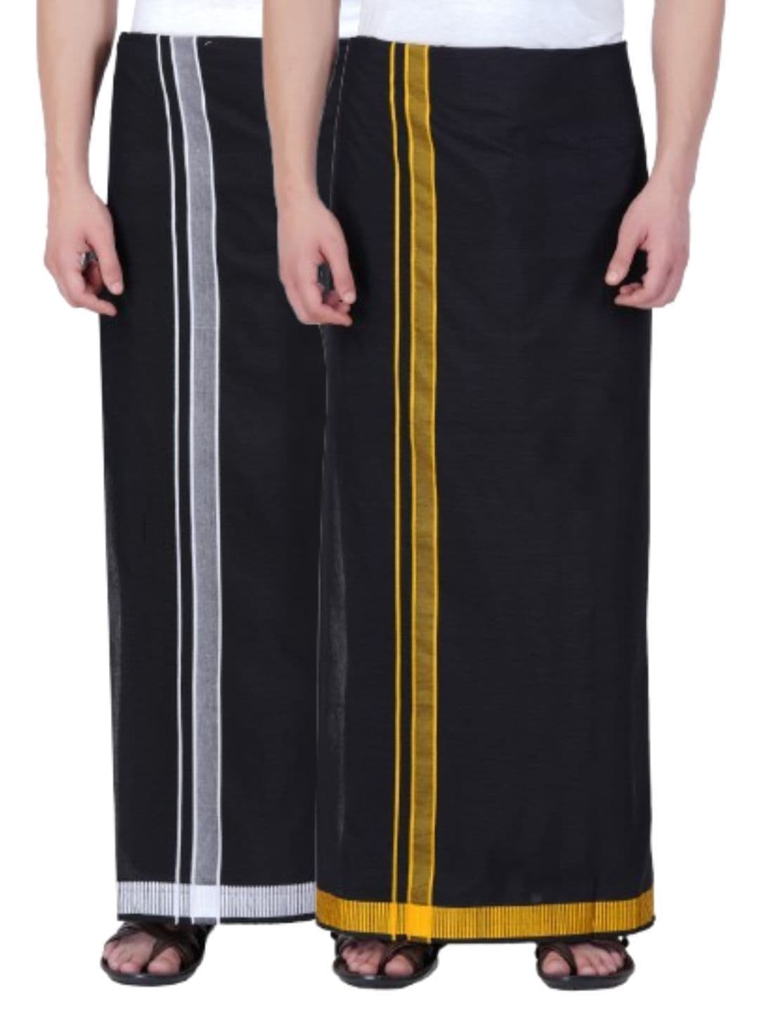 Ethazh Men Set of 2 Cotton Slip On Dhotis - view 1