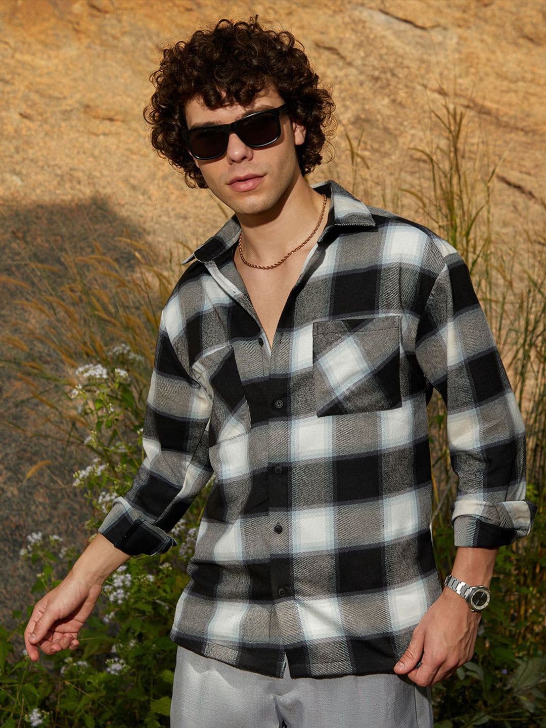 CAHOOT Men Comfort Relaxed Fit Spread Collar Gingham Checked Casual Shirt - view 1