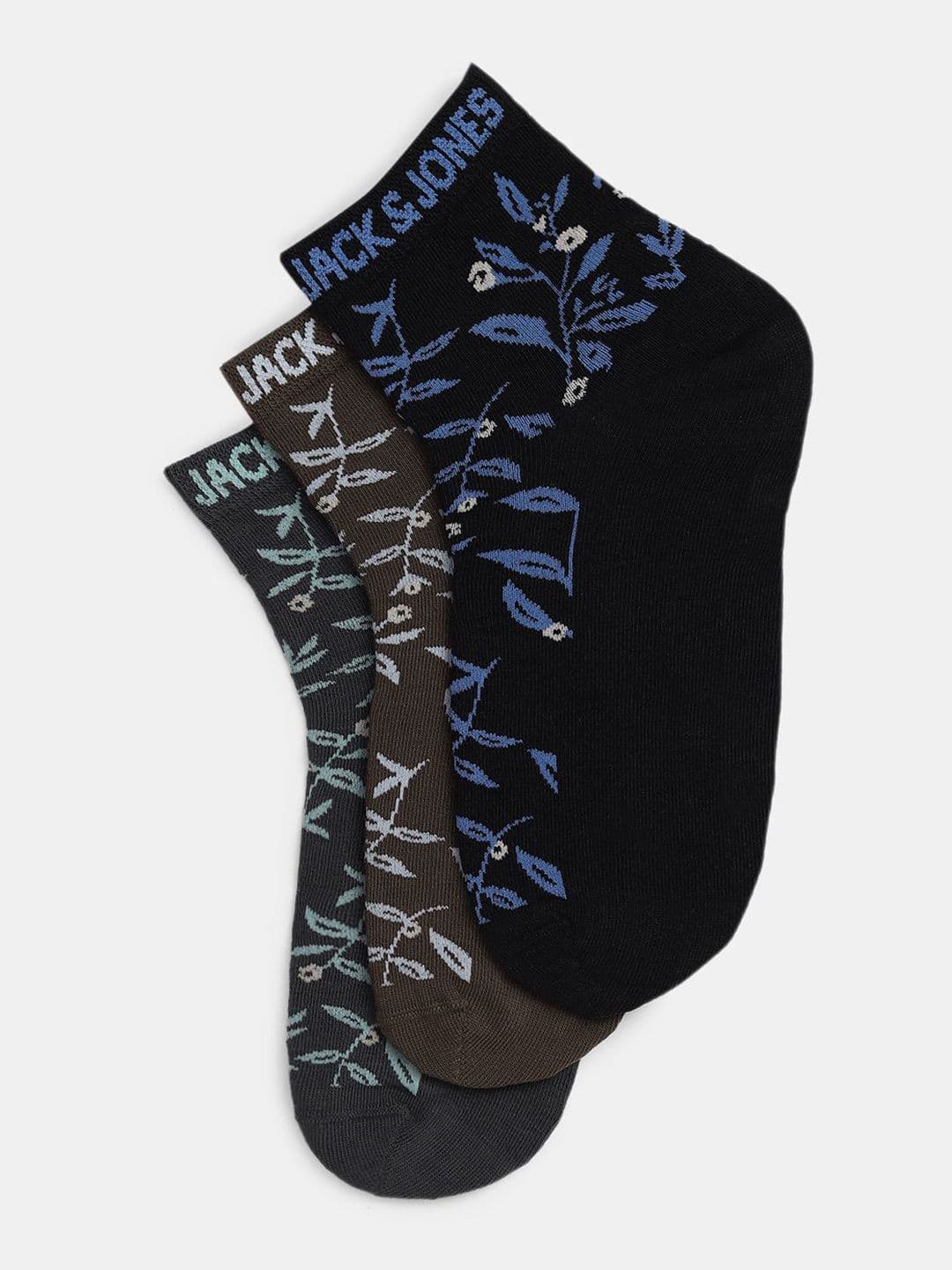 Jack & Jones Men Pack Of 3 Cotton Patterned Ankle-Length Socks - view 1