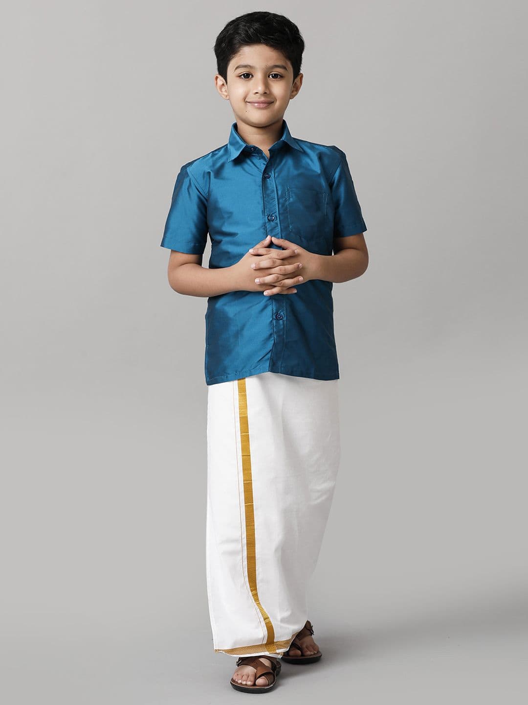 Ramraj Boys Short Sleeves Shirt with Dhoti