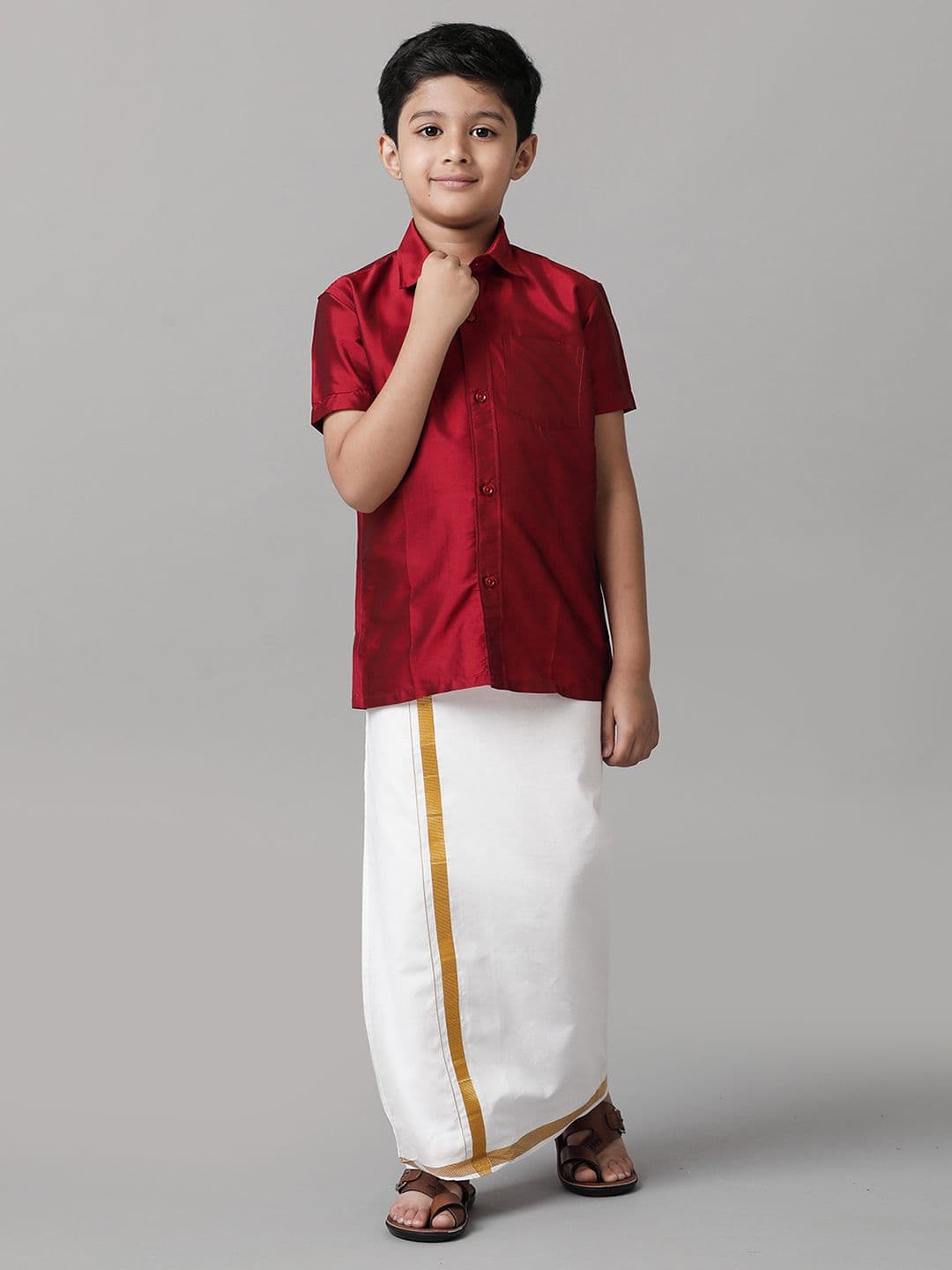 Ramraj Boys Short Sleeves Shirt with Dhoti - view 1