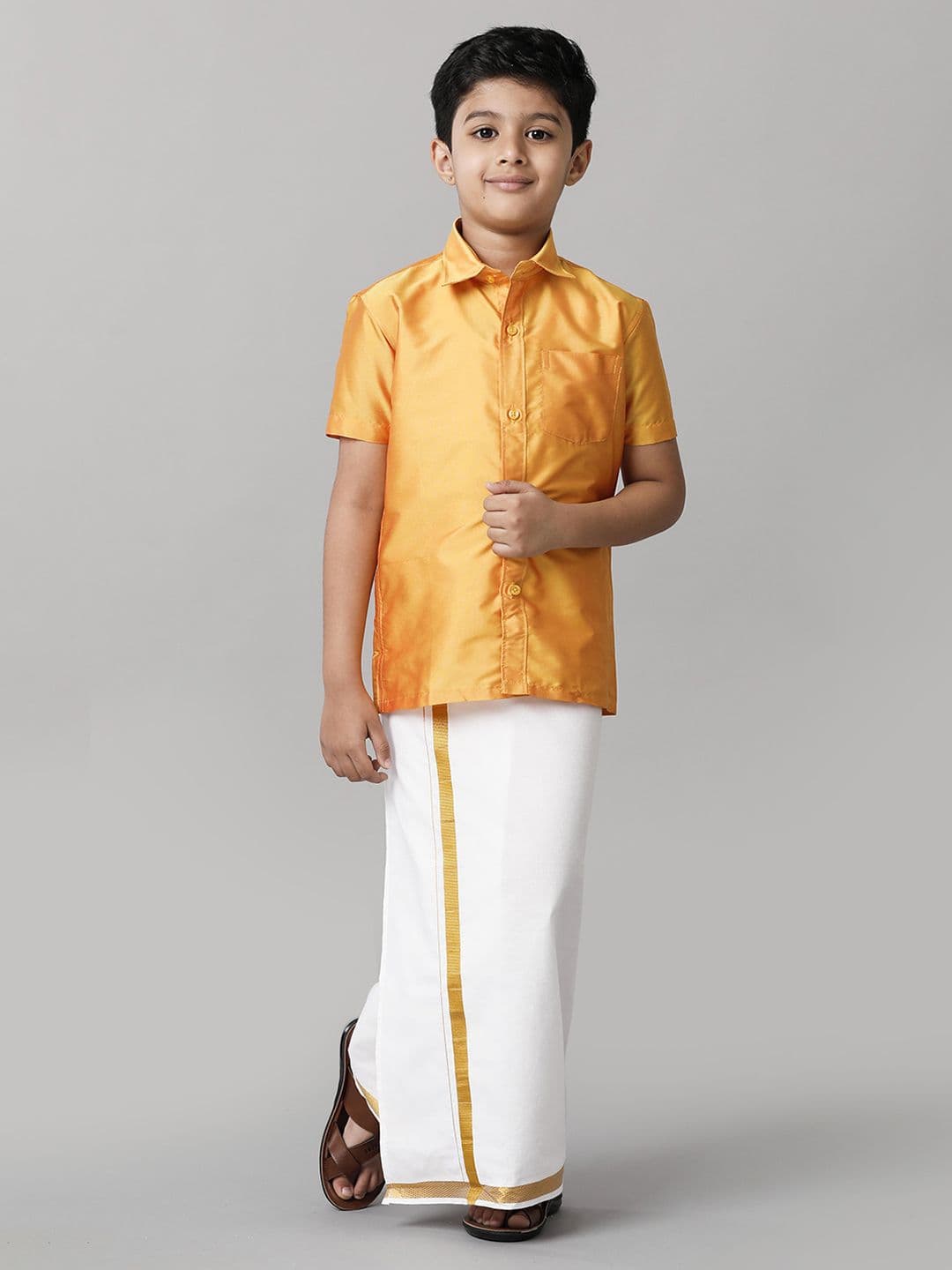 Ramraj Boys Short Sleeves Shirt with Dhoti - view 1