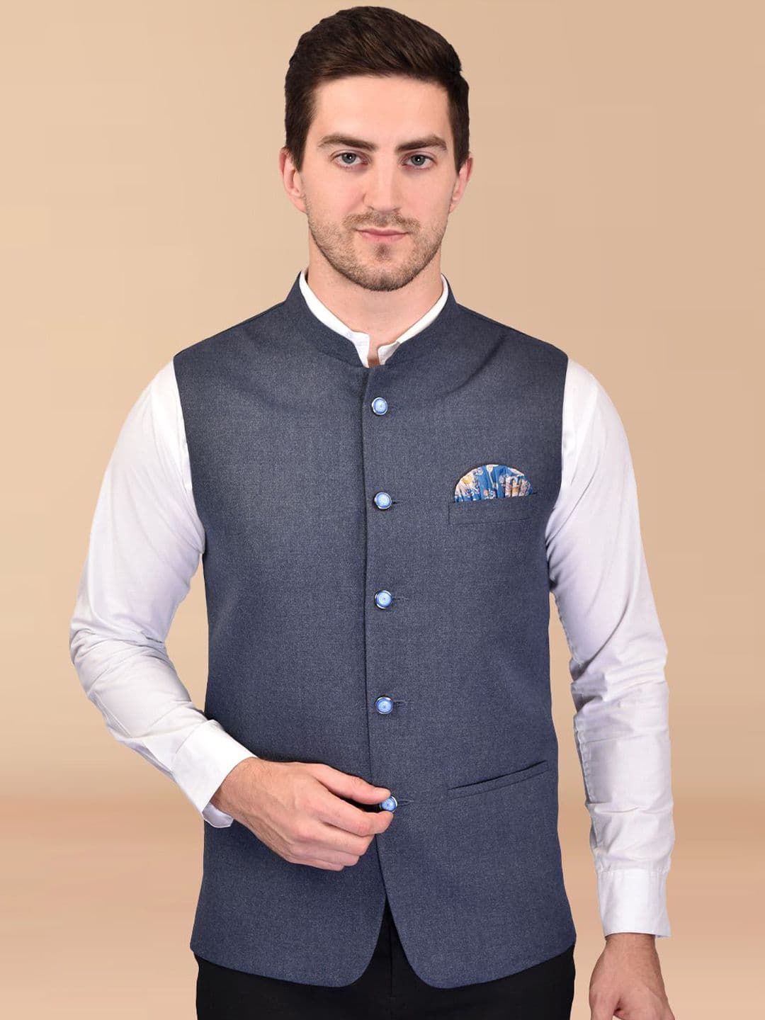 PRINTINDIA Men Woven Nehru Jacket