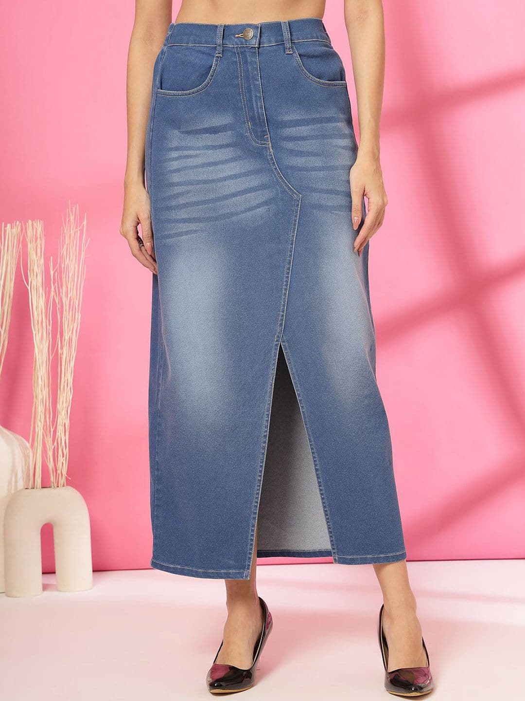 plusS Women A-Line Knitted Maxi Skirt - view 1