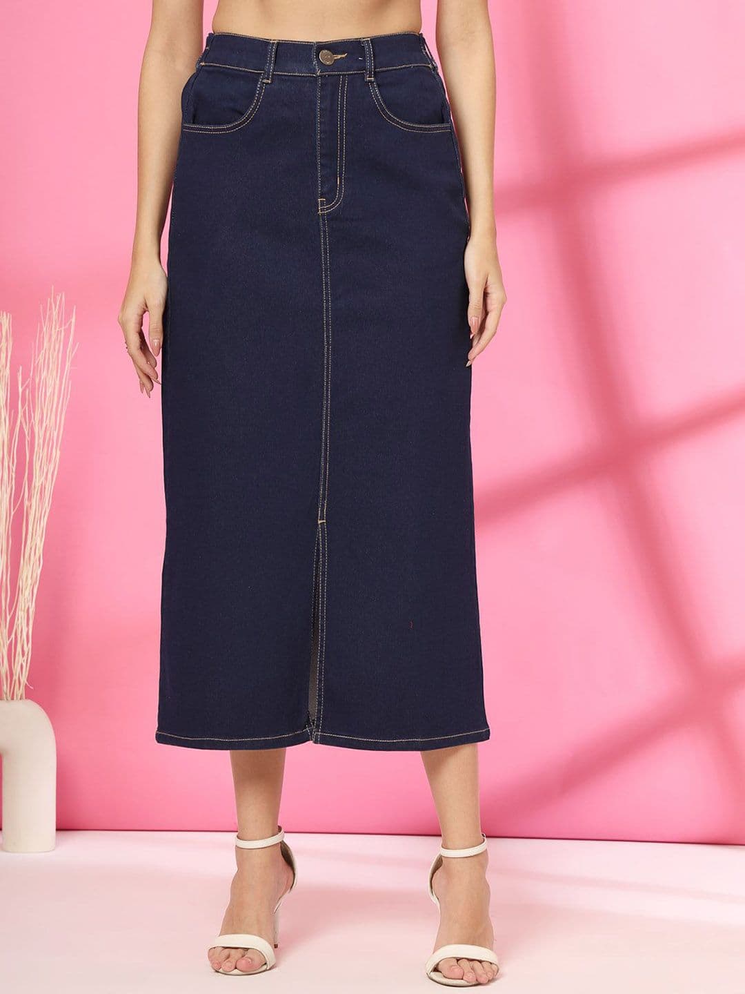 plusS Women Denim Midi Skirt - view 1