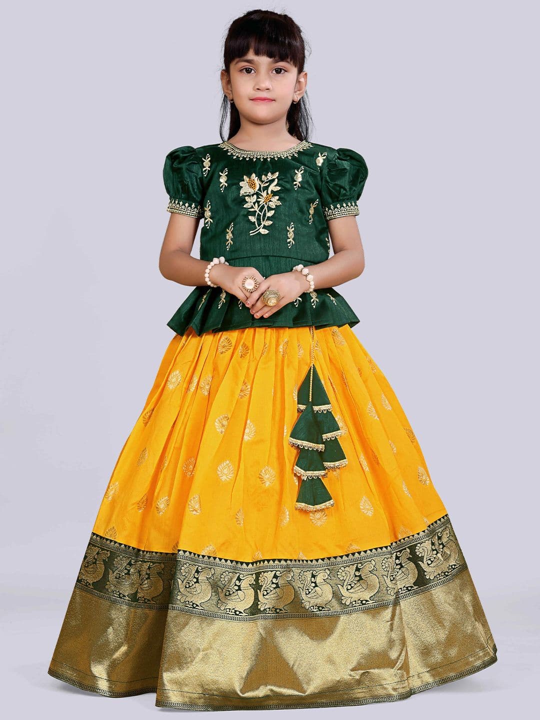 BAESD Girls Embroidered Puffed Sleeves Lehenga Choli - view 1