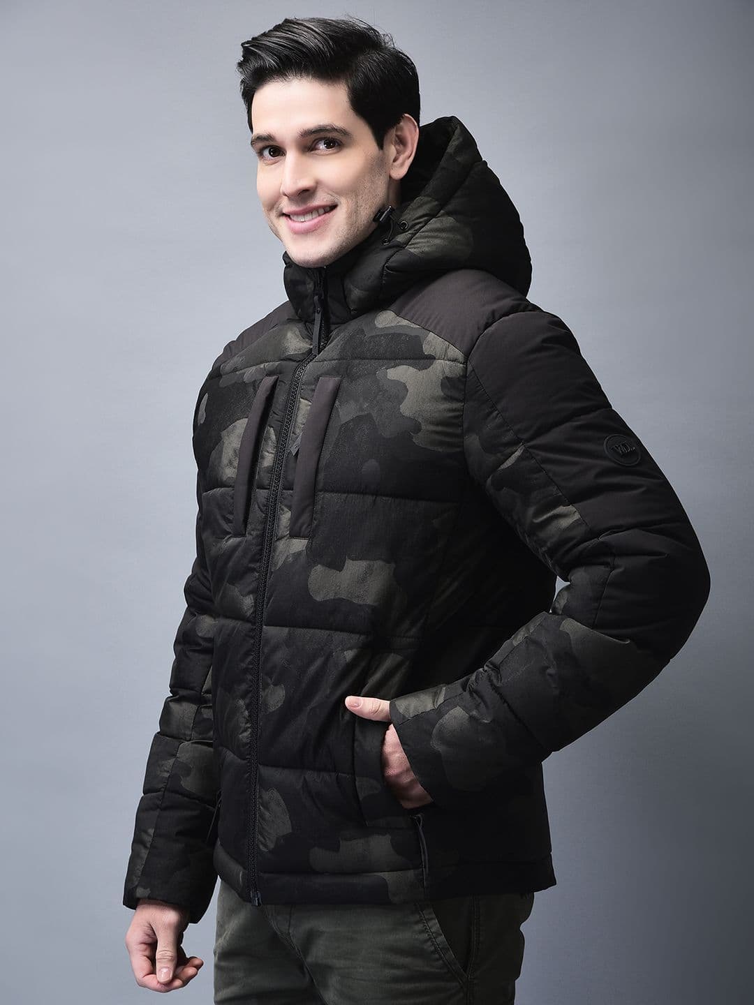 Woodland Men Hooded Camouflage Printed Casual Padded Jacket - view 1