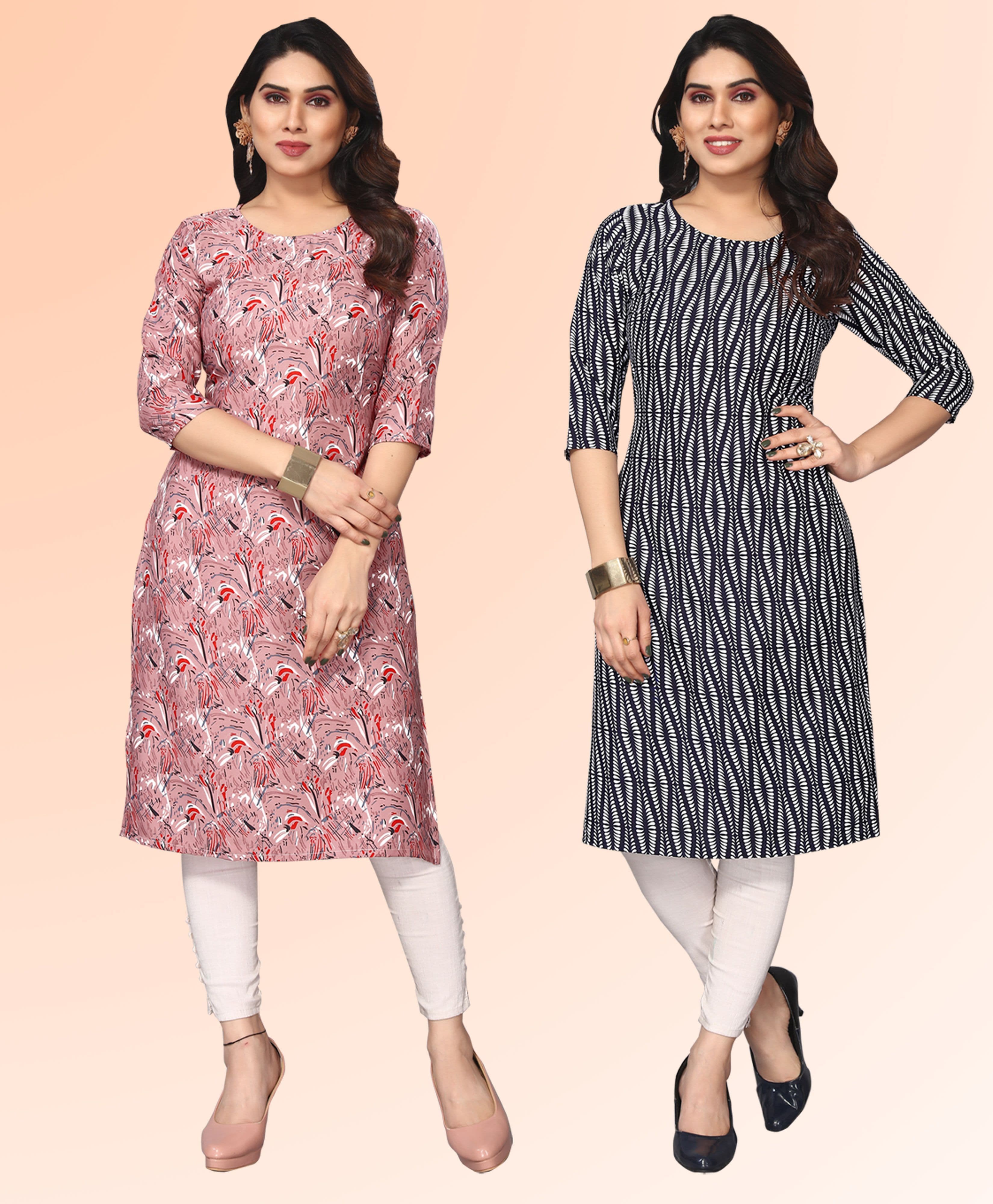 KETAKI FASHION Selection Of 2 Geometric Printed Round Neck Kurtas - view 1