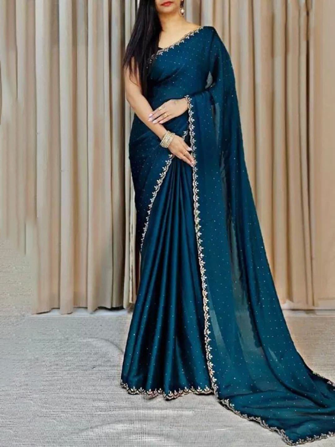 SAADHVI Embellished Beads and Stones Pure Georgette Saree - view 1