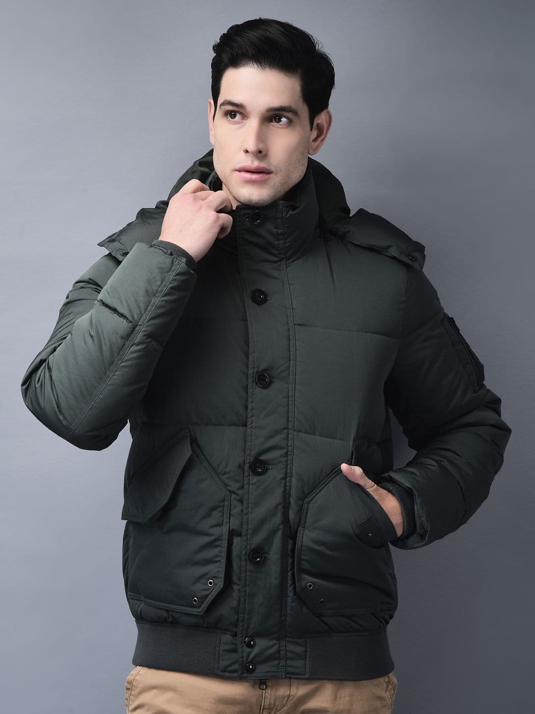 Woodland Men Hooded Solid Casual Padded Jacket - view 1