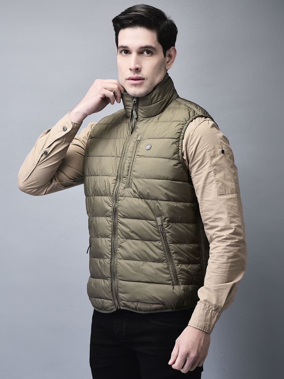 Woodland Men Mock Collar Solid Casual Padded Jacket - view 1