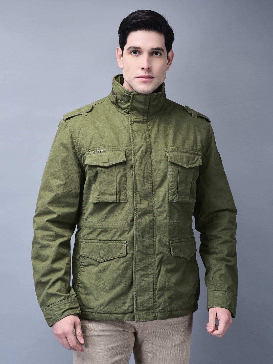 Woodland Men Mock Collar Solid Casual Tailored Jacket - view 1