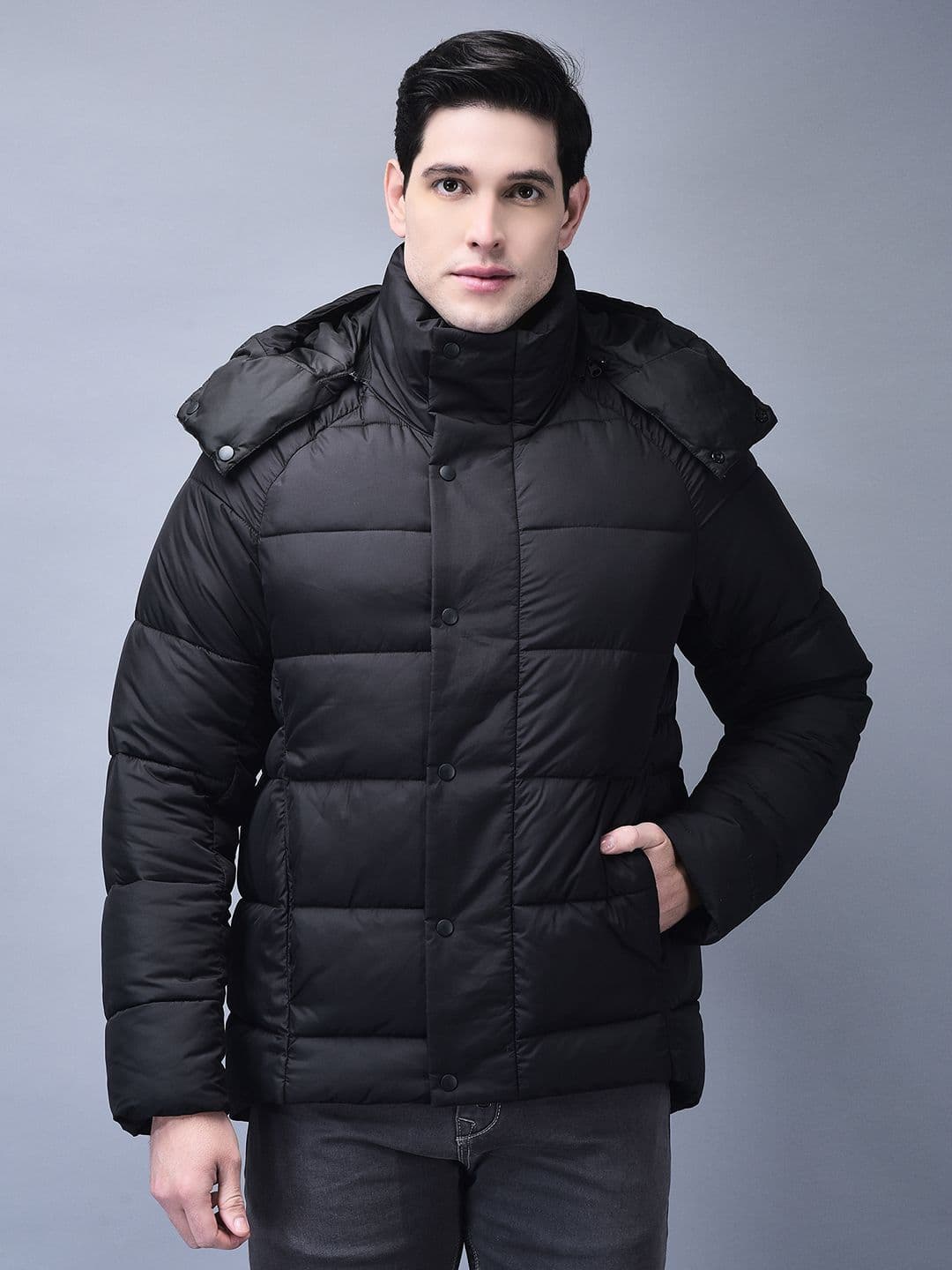 Woodland Men Solid Hooded Long Sleeves Puffer Jacket - view 1