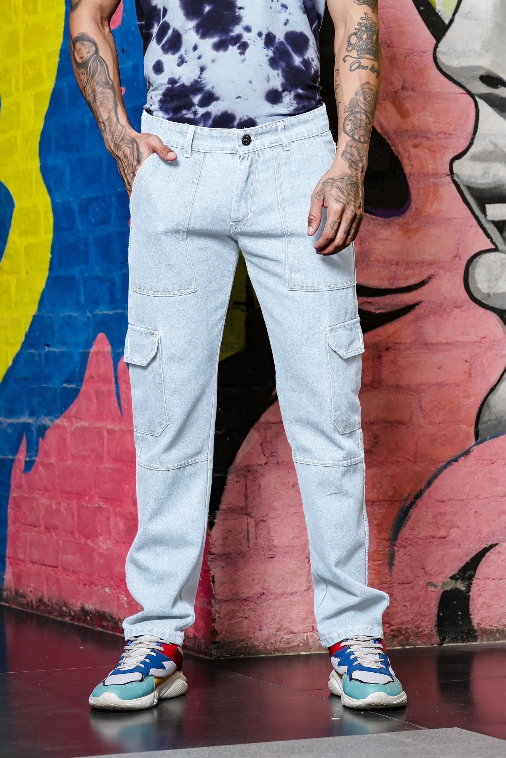 RAGZO Men Relaxed Fit Low Distress Heavy Fade Jeans - view 1